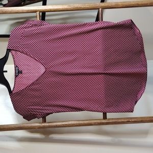 Express Size Small Burgundy and White PolkaDot Short Sleeve Top Size Sma…